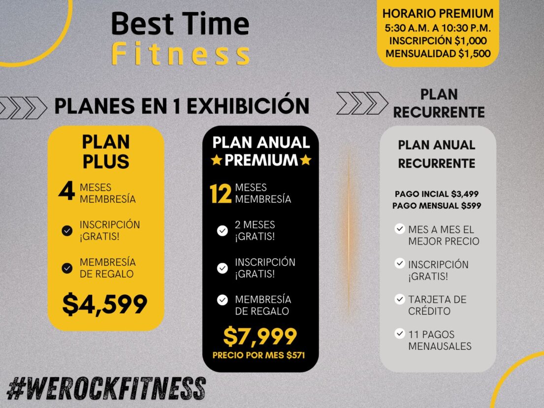 precios Best Time Fitness, suc sur de Monterrey